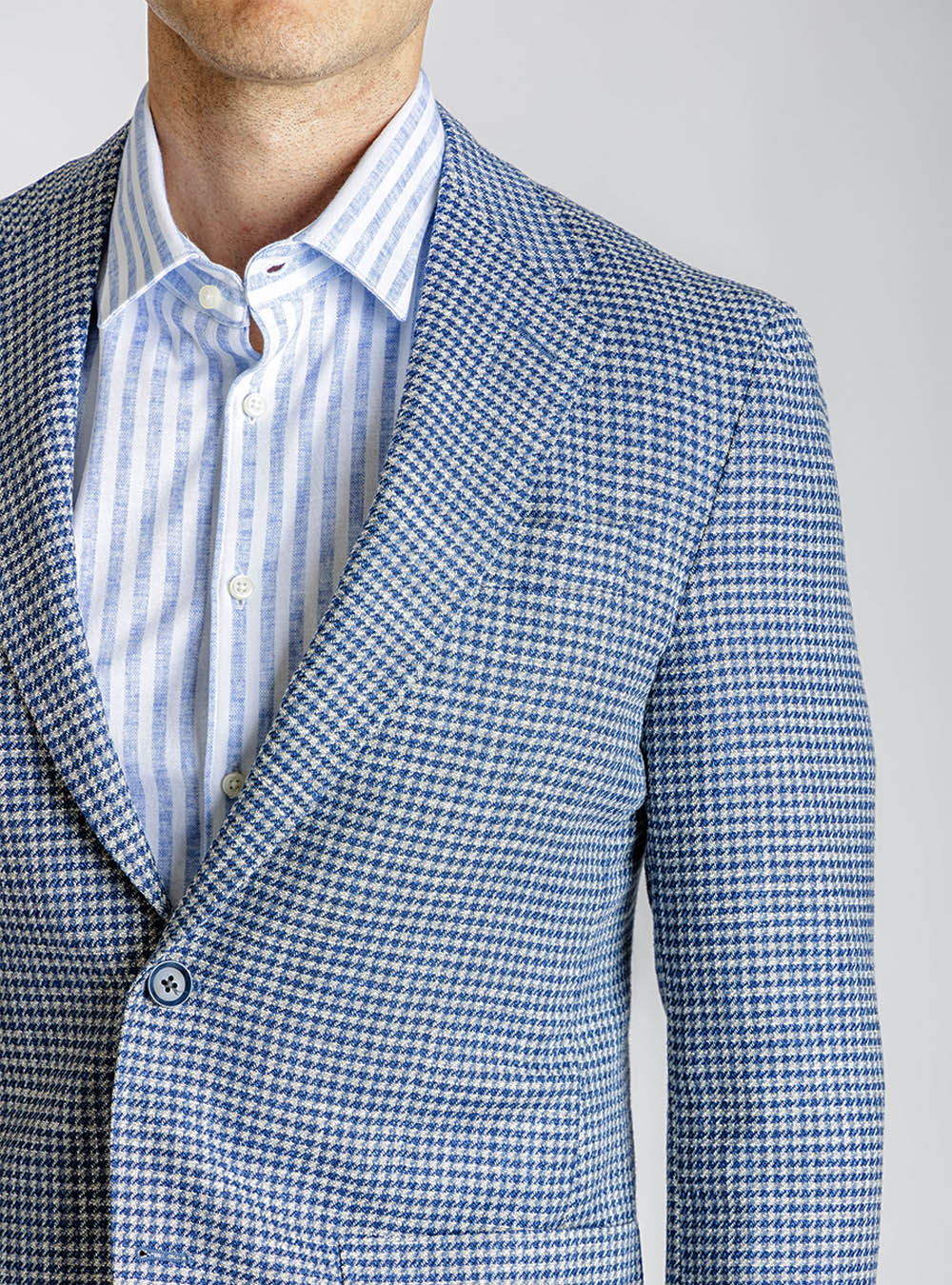 Coppley Sky Blue and Navy Houndstooth Sport Jacket