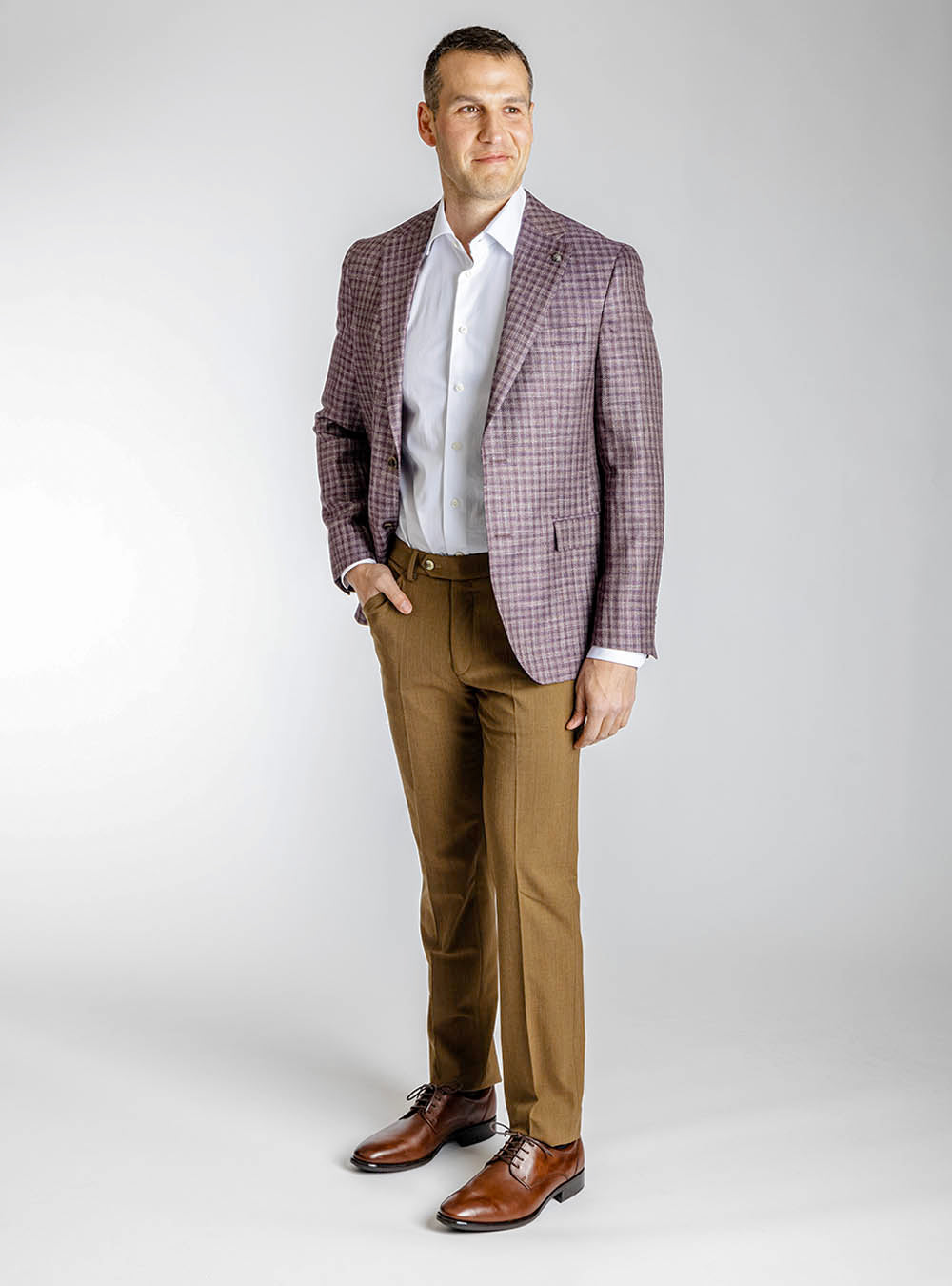 Jack Victor Burgundy and Tan Mini Check Sport Jacket