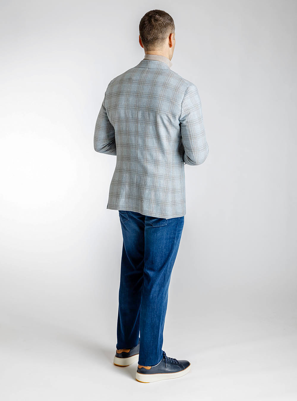 Jack Victor Light Blue and Tan Check Sport Jacket