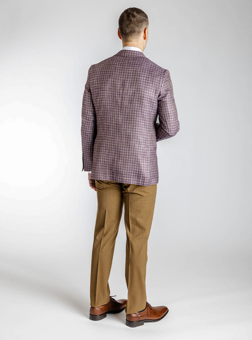Jack Victor Burgundy and Tan Mini Check Sport Jacket