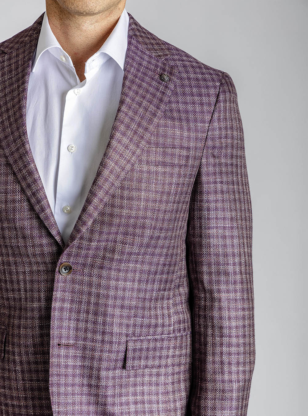 Jack Victor Burgundy and Tan Mini Check Sport Jacket