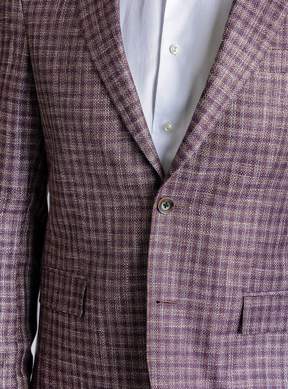 Jack Victor Burgundy and Tan Mini Check Sport Jacket