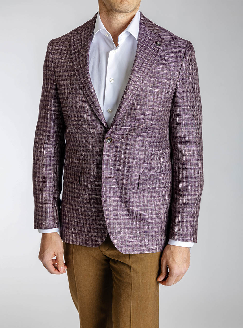 Jack Victor Burgundy and Tan Mini Check Sport Jacket