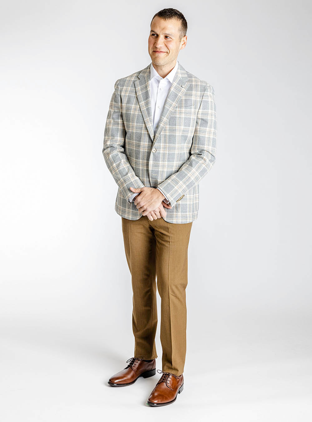 L.B.M. 1911 Light Grey Cream and tan Sport Jacket