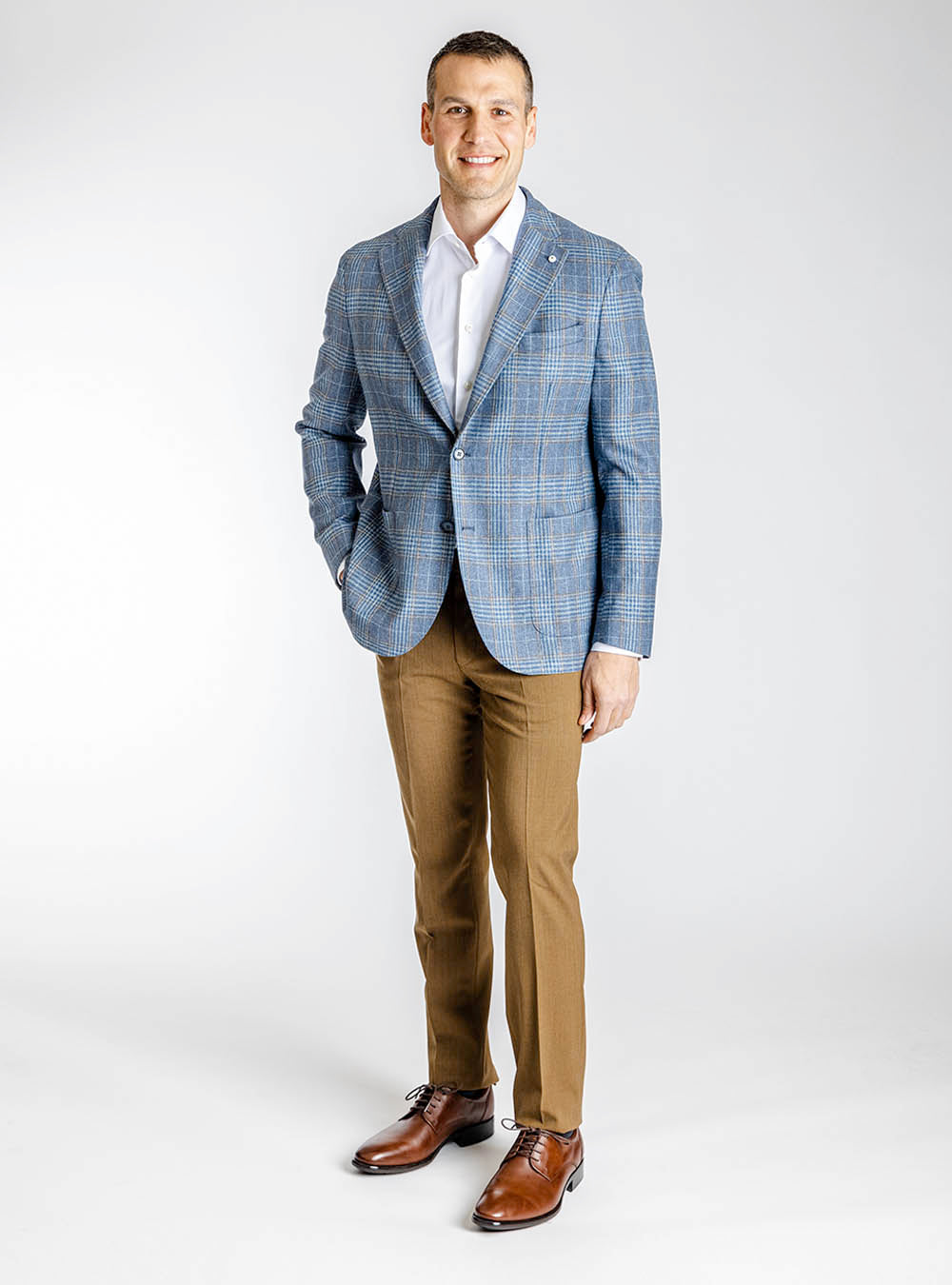 L.B.M. 1911 Blue and Tan Check Sport Jacket