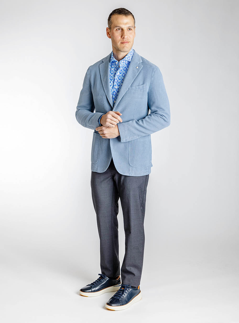 L.B.M. 1911 Blue Textured Cotton Sport Jacket