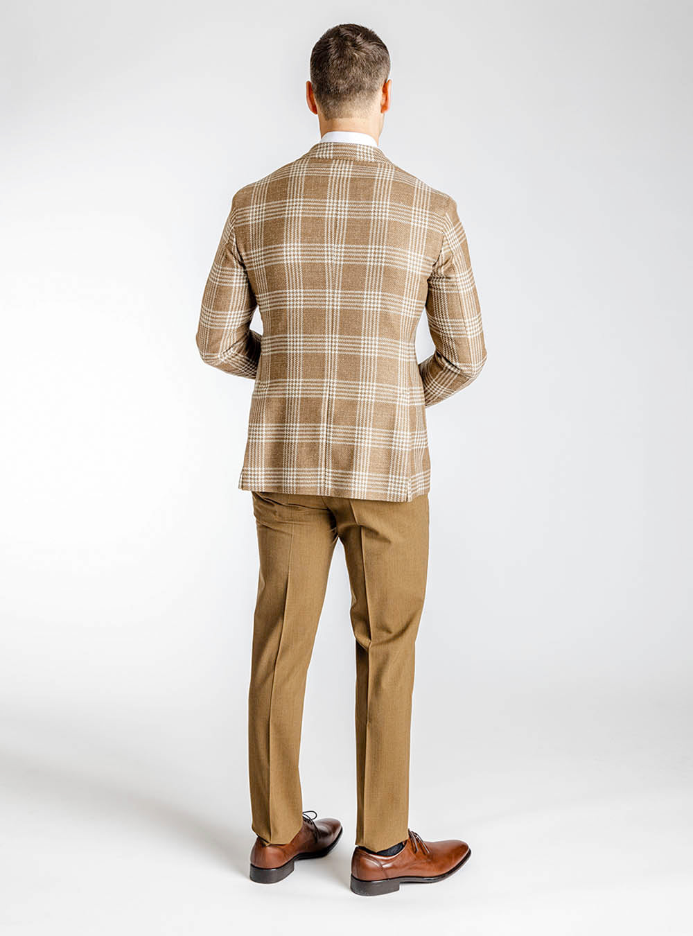 L.B.M. 1911 Caramel Tan with Cream Check Sport Jacket