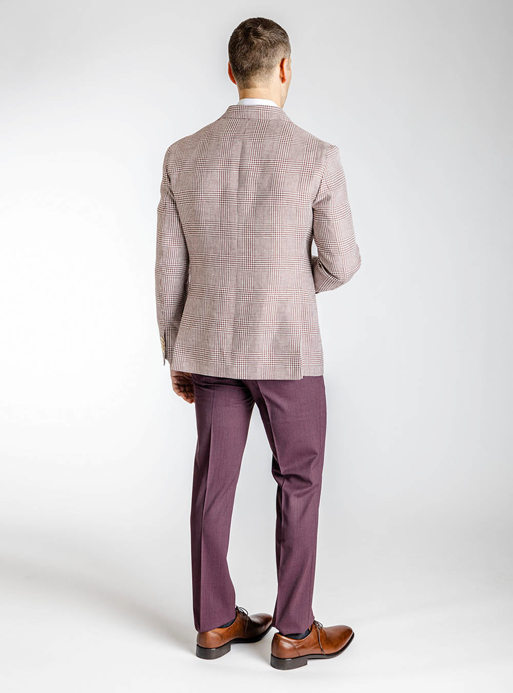 L.B.M. 1911 Burgundy and White Box Check Sport Jacket