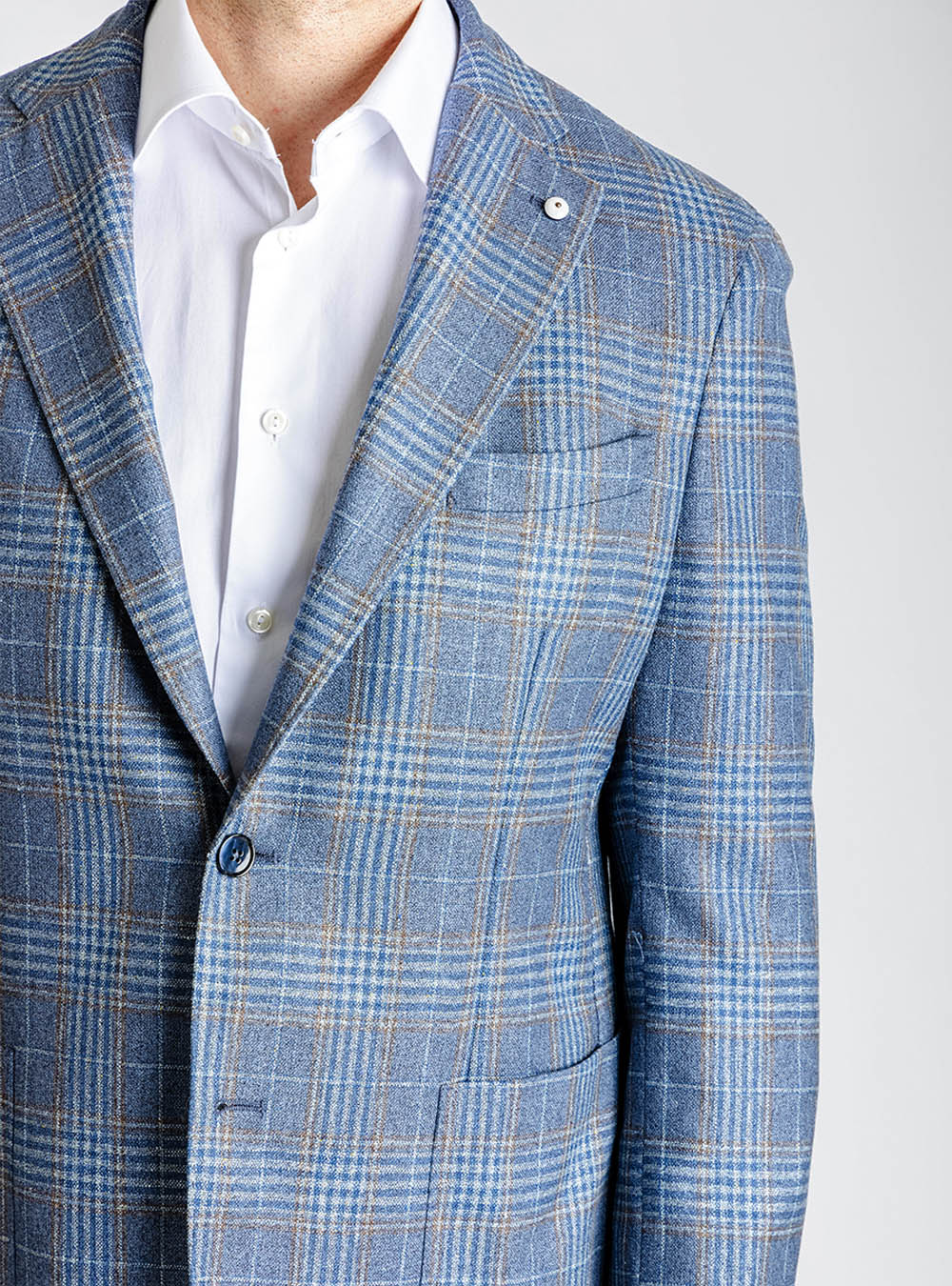 L.B.M. 1911 Blue and Tan Check Sport Jacket