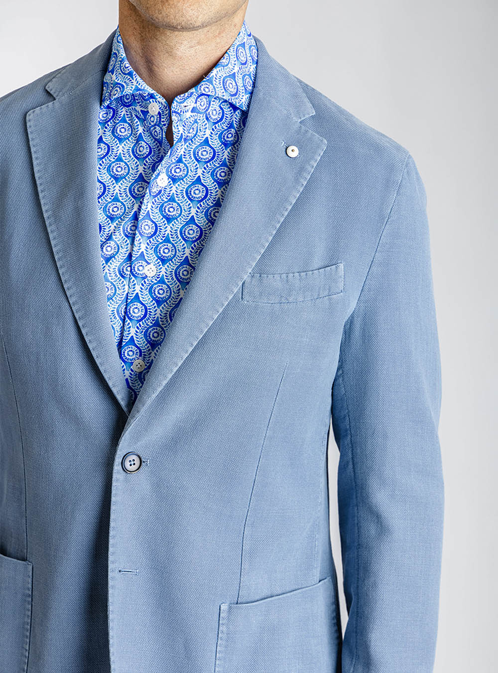 L.B.M. 1911 Blue Textured Cotton Sport Jacket