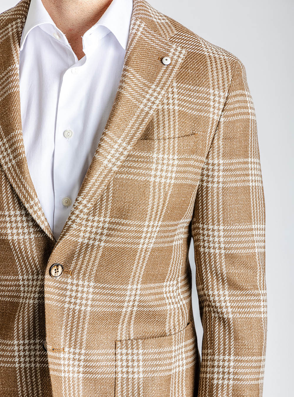 L.B.M. 1911 Caramel Tan with Cream Check Sport Jacket