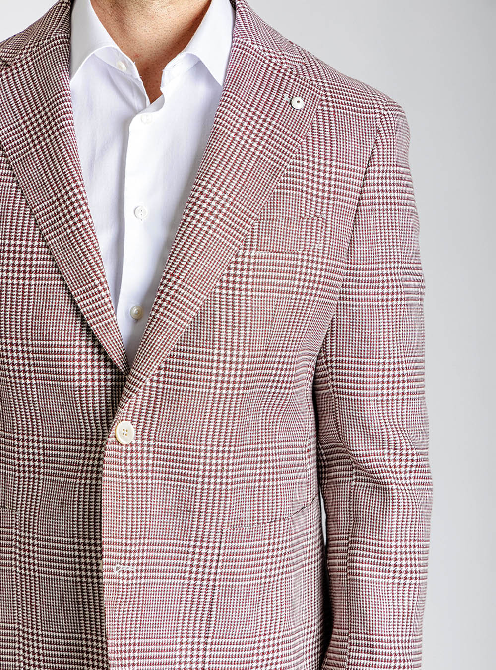 L.B.M. 1911 Burgundy and White Box Check Sport Jacket