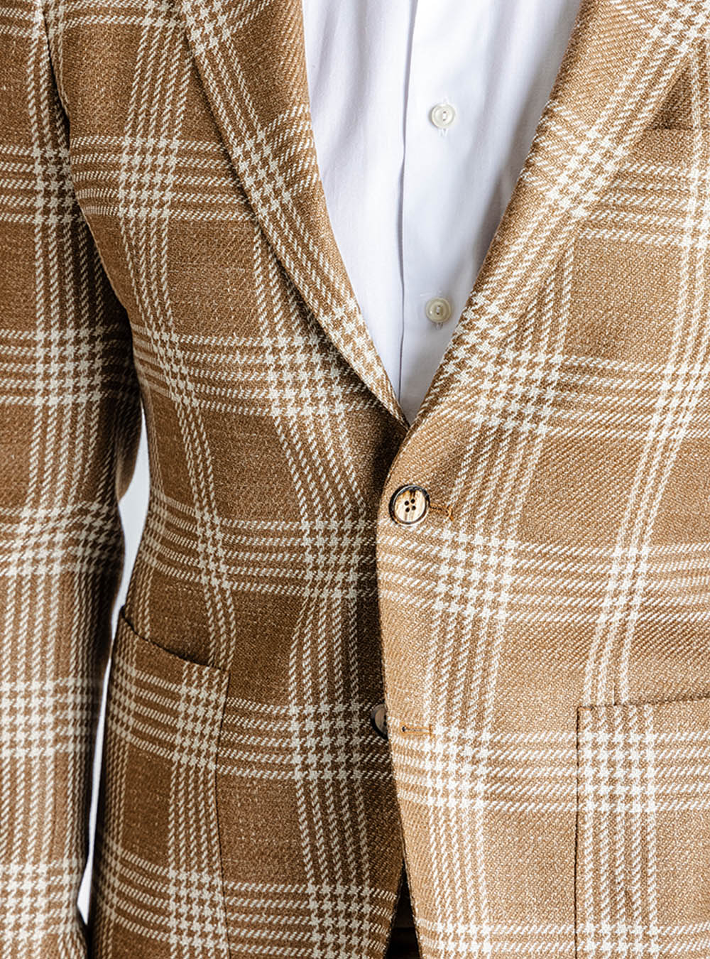 L.B.M. 1911 Caramel Tan with Cream Check Sport Jacket