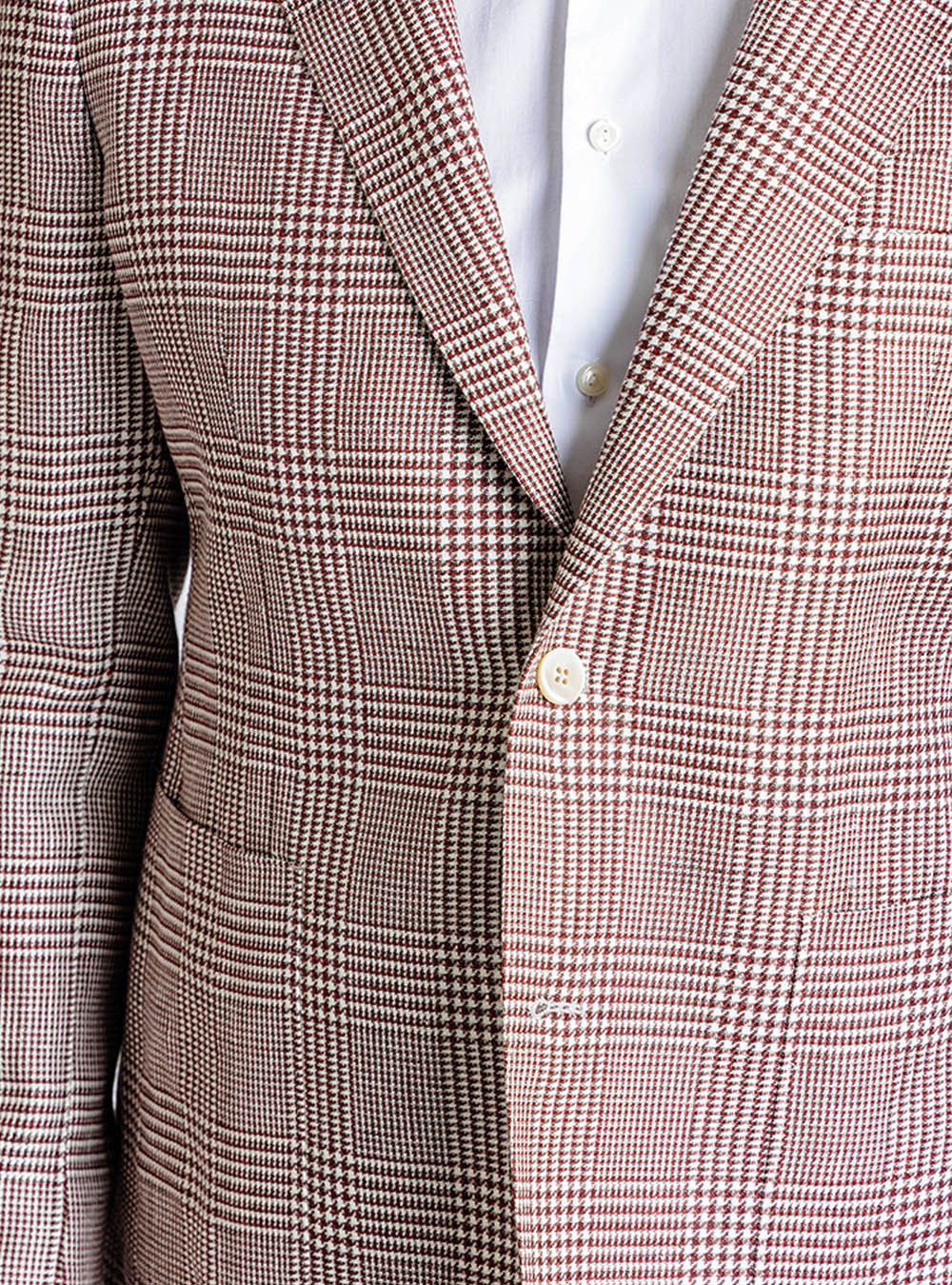 L.B.M. 1911 Burgundy and White Box Check Sport Jacket