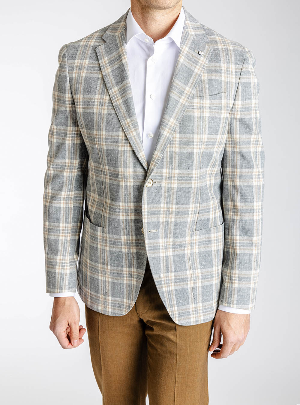 L.B.M. 1911 Light Grey Cream and tan Sport Jacket