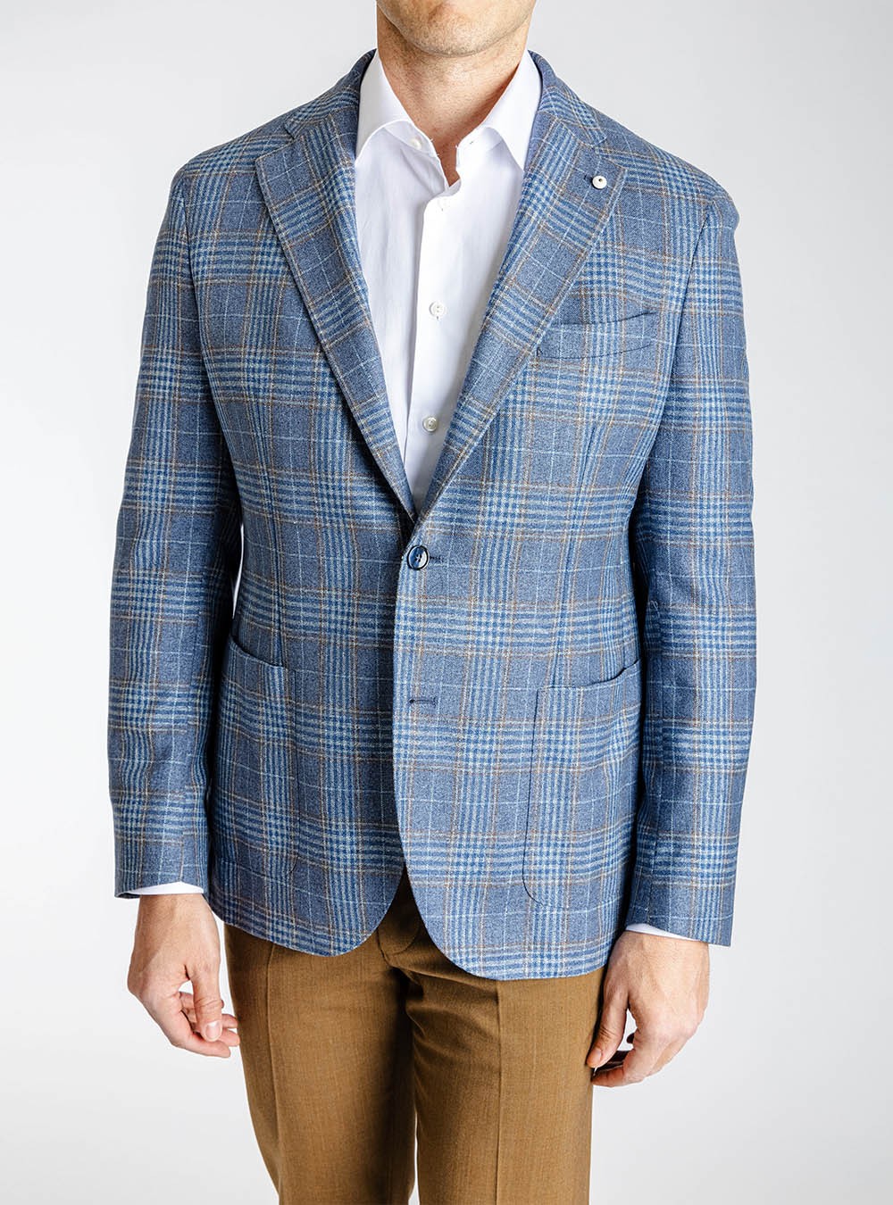 L.B.M. 1911 Blue and Tan Check Sport Jacket