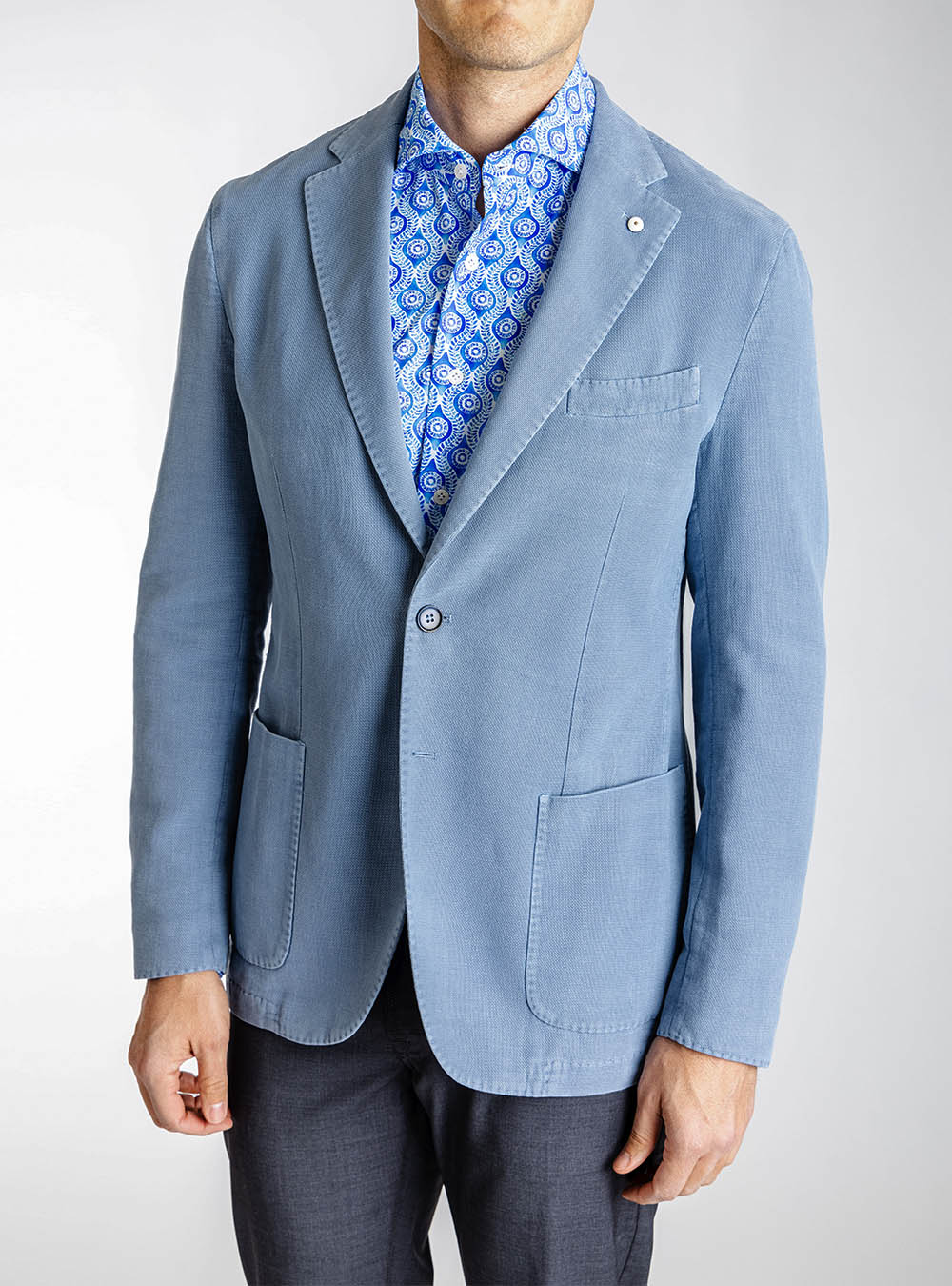L.B.M. 1911 Blue Textured Cotton Sport Jacket
