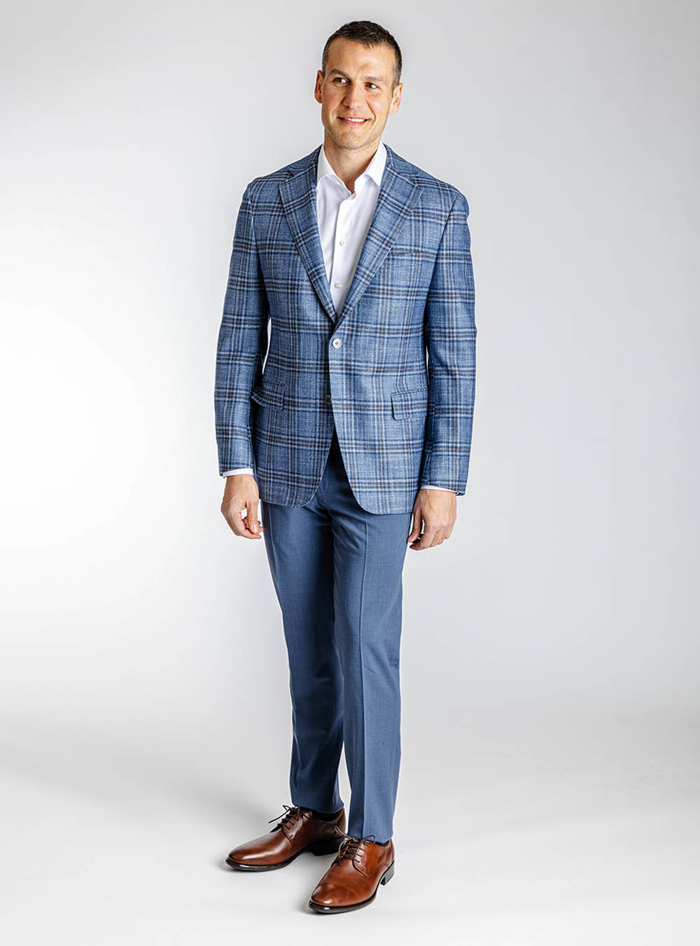 Samuelsohn Blue Multi-Tone with Hickory Overcheck Sport Jacket