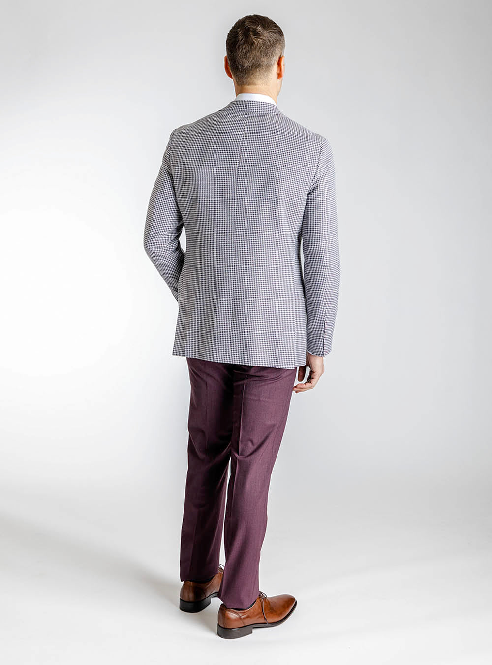 Samuelsohn Blue and Lavender Houndstooth Sport Jacket