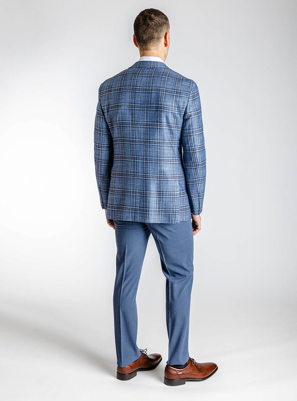 Samuelsohn Blue Multi-Tone with Hickory Overcheck Sport Jacket