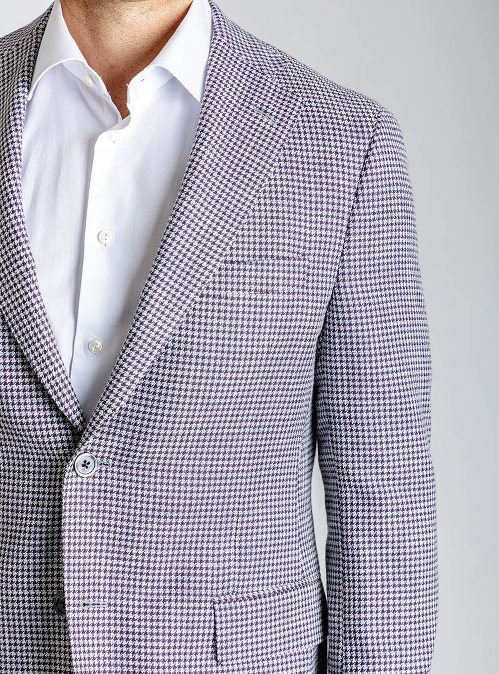 Samuelsohn Blue and Lavender Houndstooth Sport Jacket