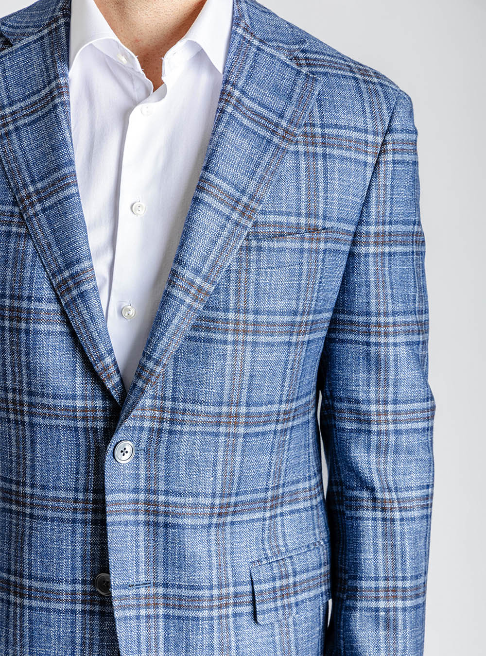 Samuelsohn Blue Multi-Tone with Hickory Overcheck Sport Jacket