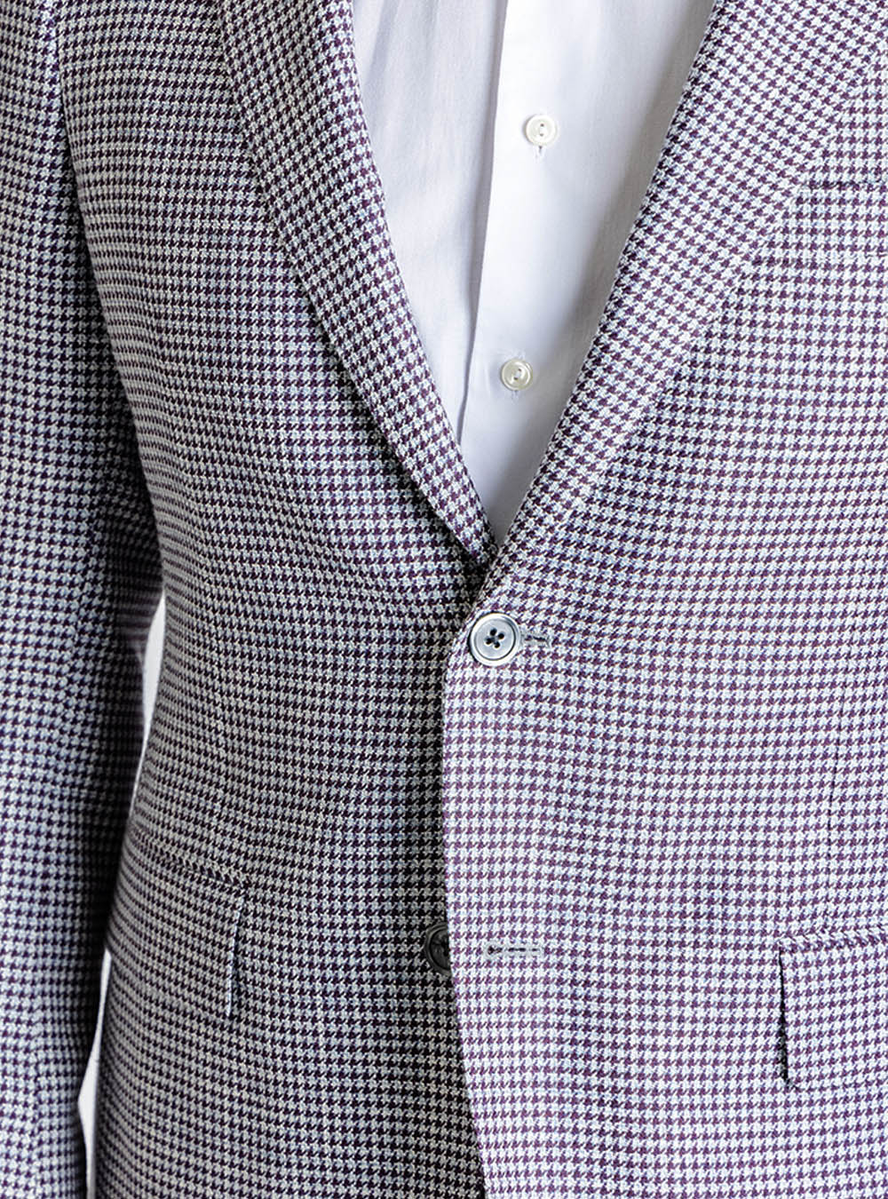 Samuelsohn Blue and Lavender Houndstooth Sport Jacket