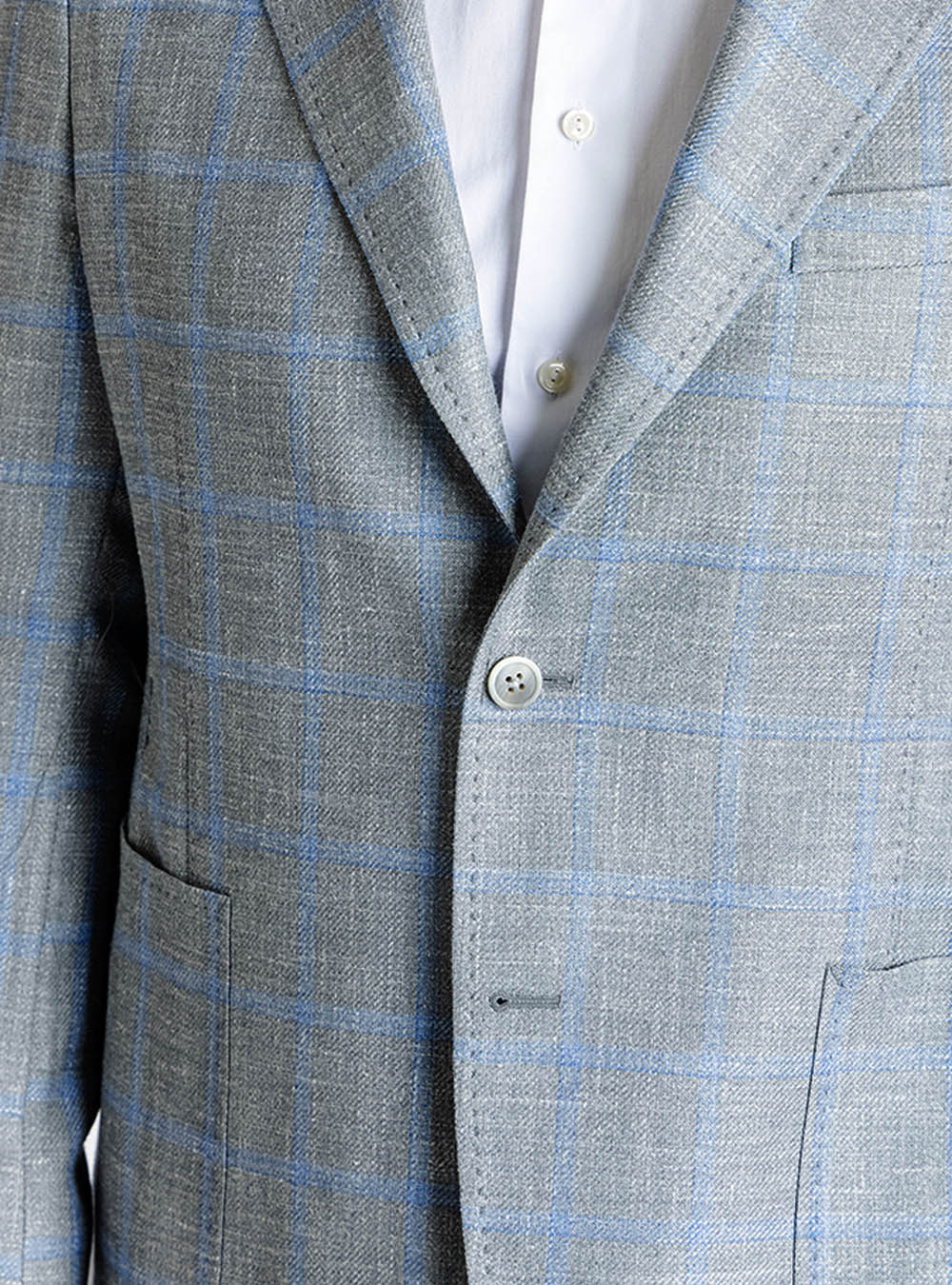 Samuelsohn Pencil Grey with Light Blue Windowpane Check Sport Jacket