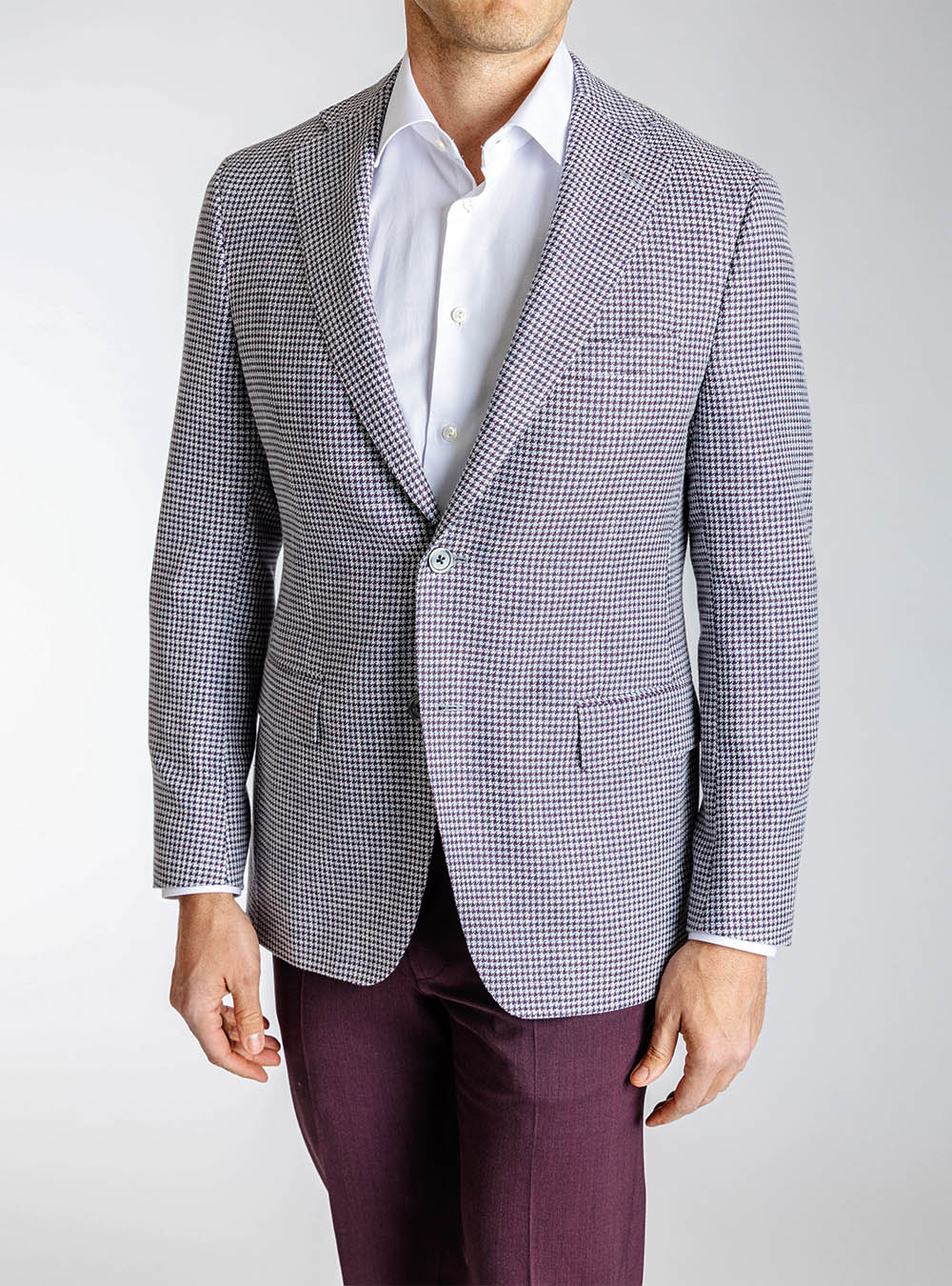 Samuelsohn Blue and Lavender Houndstooth Sport Jacket