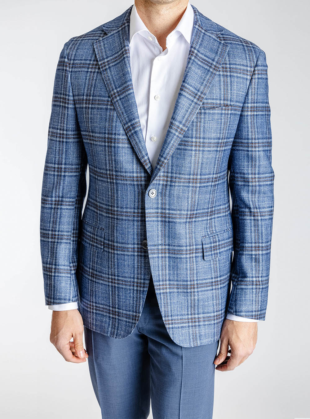Samuelsohn Blue Multi-Tone with Hickory Overcheck Sport Jacket