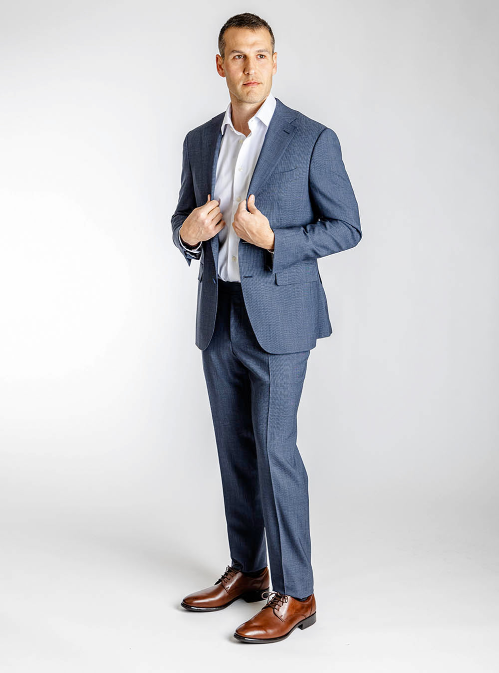 Canali Soft Blue with Teal Thread Suit