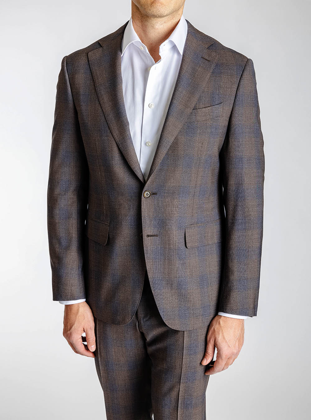 Canali Nut Brown with Blue Check Suit
