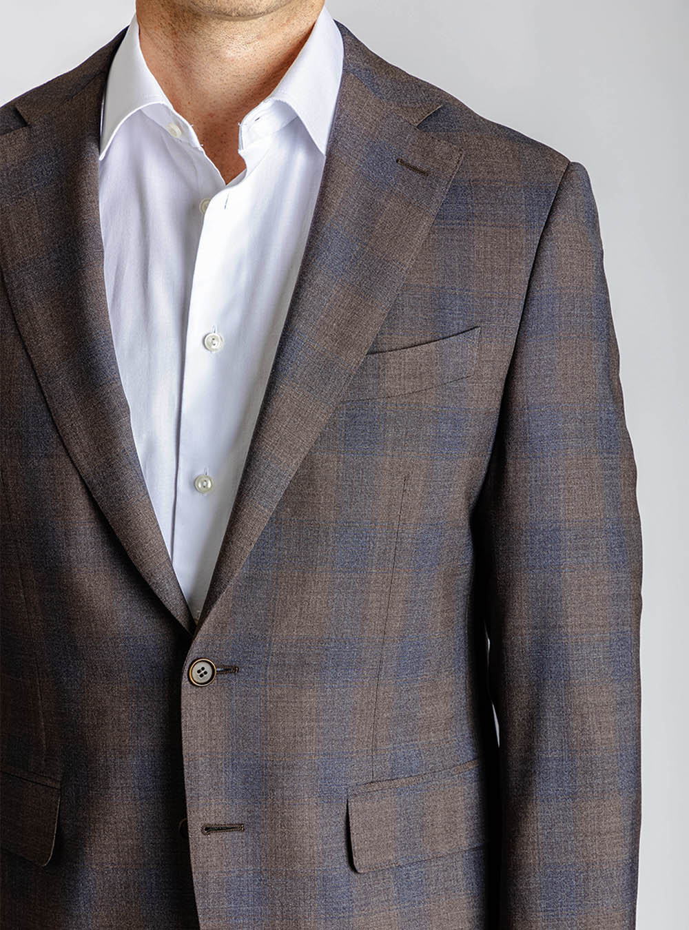 Canali Nut Brown with Blue Check Suit