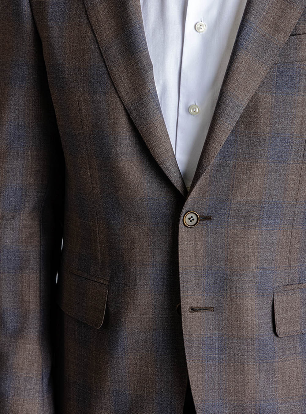 Canali Nut Brown with Blue Check Suit