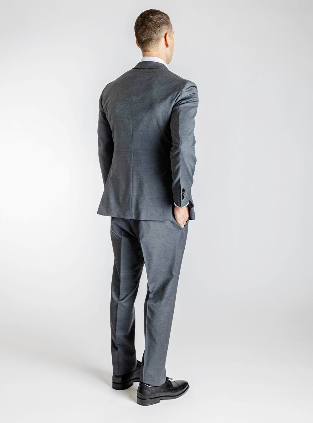 Gabriele Pasini Solid Charcoal Peak Lapel Suit
