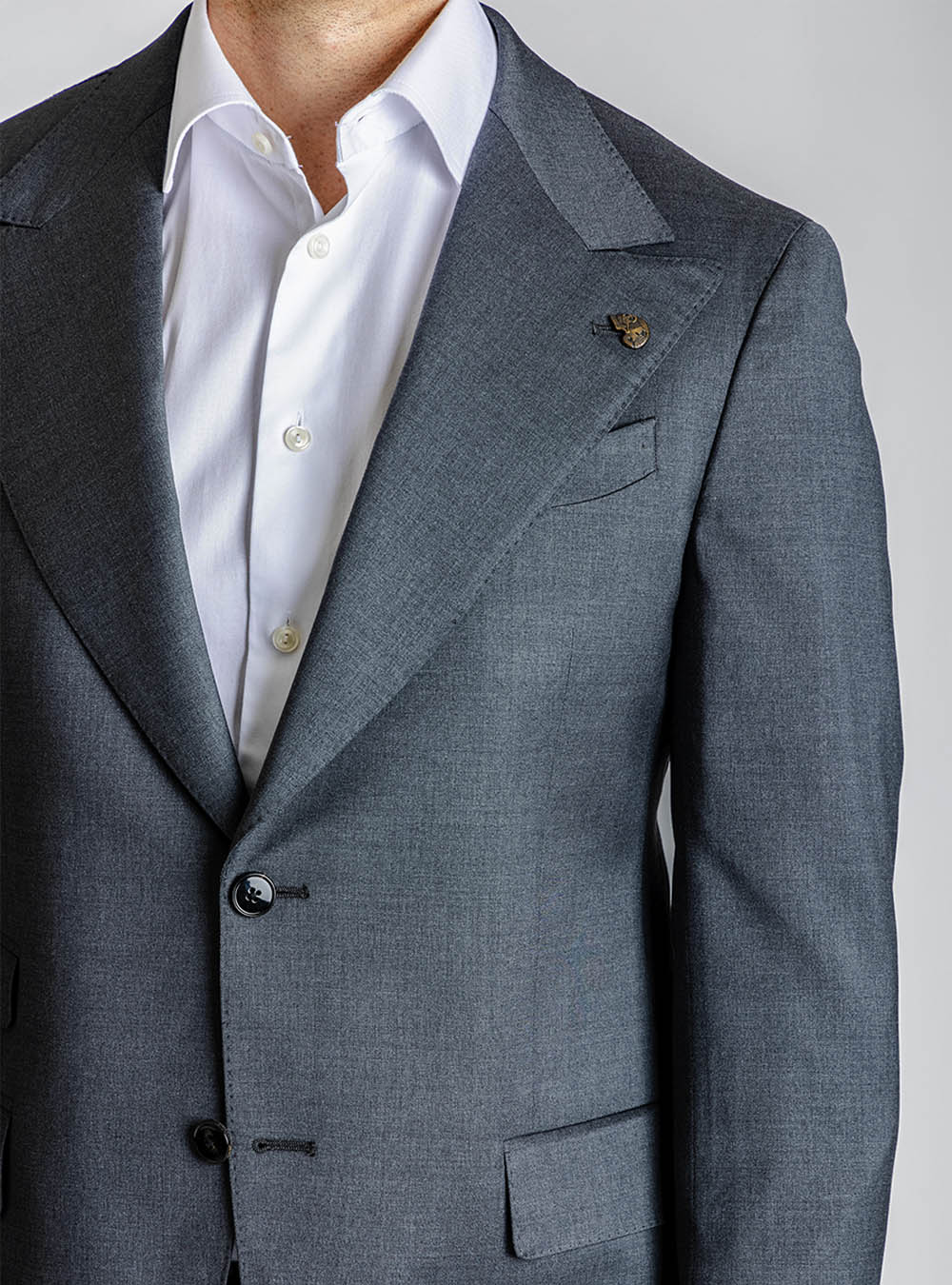 Gabriele Pasini Solid Charcoal Peak Lapel Suit