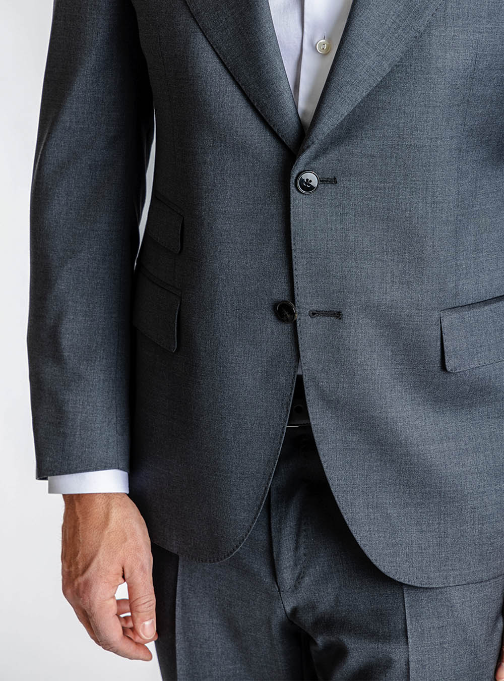 Gabriele Pasini Solid Charcoal Peak Lapel Suit