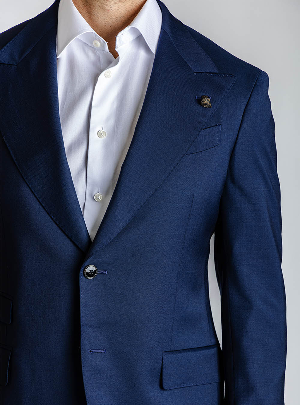 Gabriele Pasini Solid Navy Peak Lapel Suit