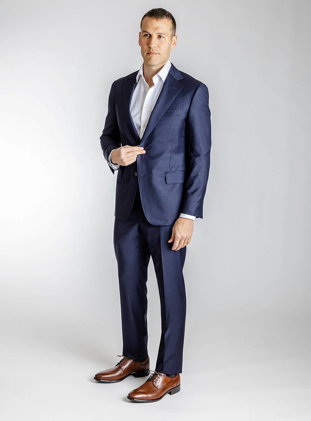 Samuelsohn Navy Pinstripe Suit