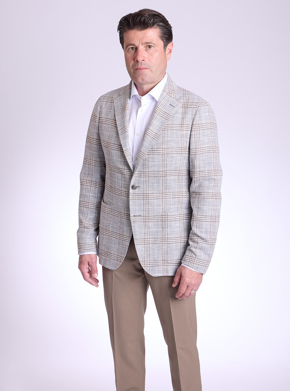 Tagliatore Grey, Tan & Brown Overcheck Sport Jacket