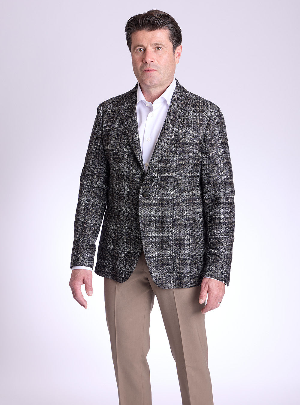 Tagliatore Black, Grey & Tan Overcheck Sport Jacket