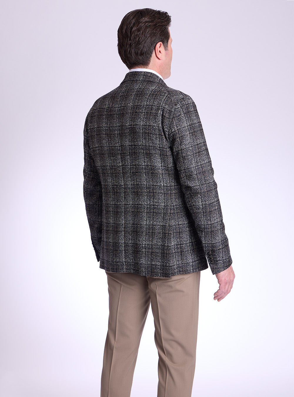 Tagliatore Black, Grey & Tan Overcheck Sport Jacket