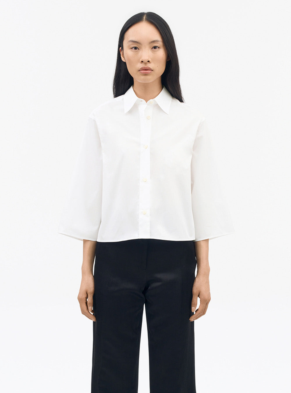 Tiger of Sweden Corins Relaxed-Fit Cropped Shirt - White