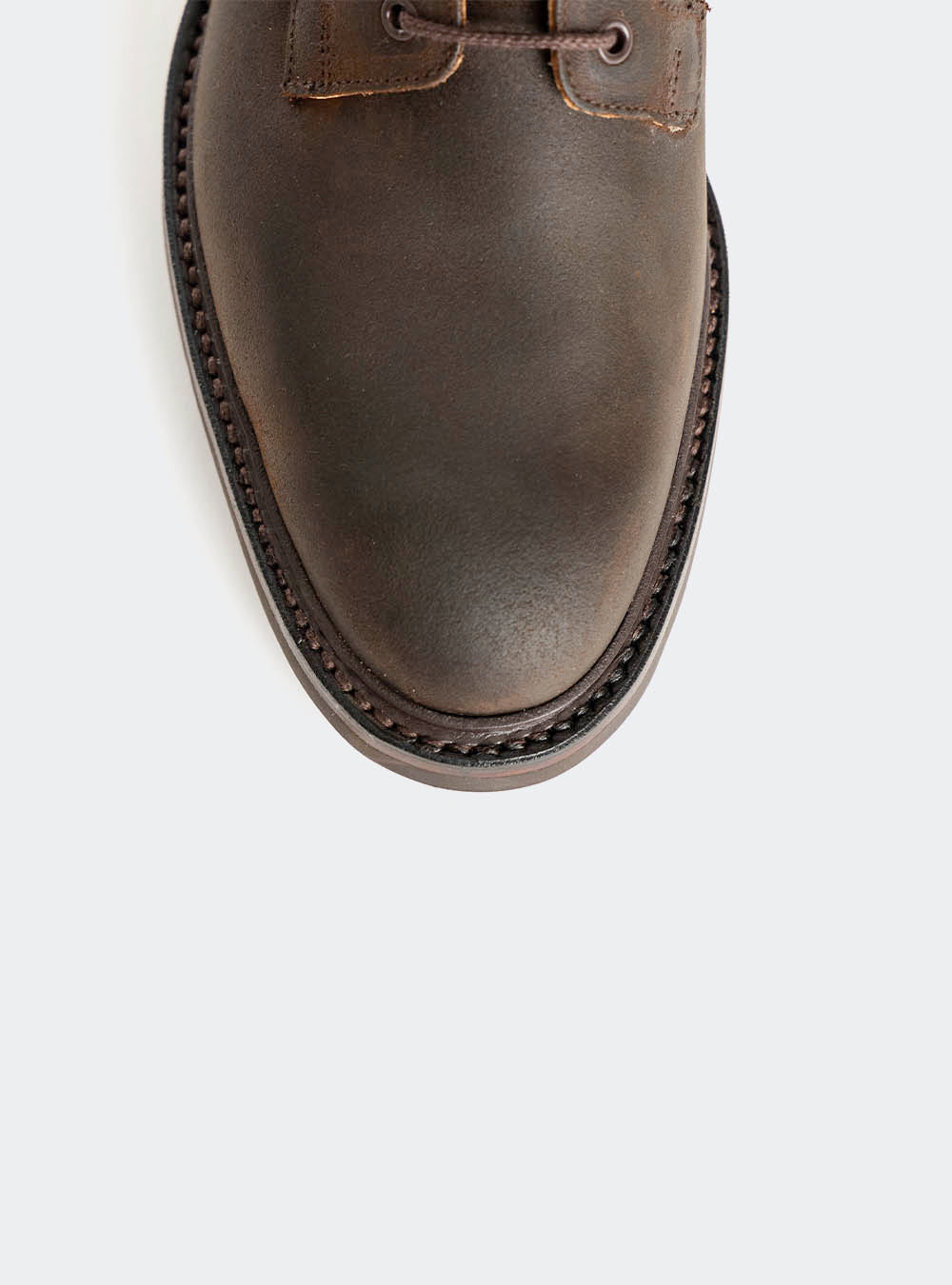 Crockett & Jones Ross - Dark Brown Rough-Out Suede & Earth Green Suede Collar