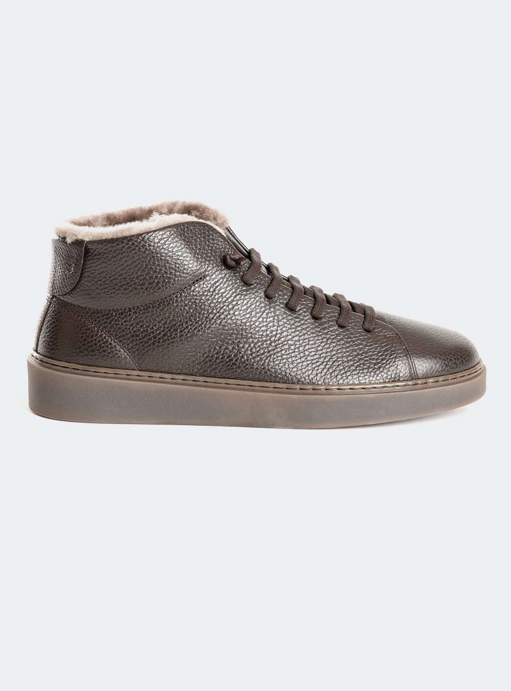 Fabiano Ricci U1253 Fur Lined High Top Sneaker- Dark Brown