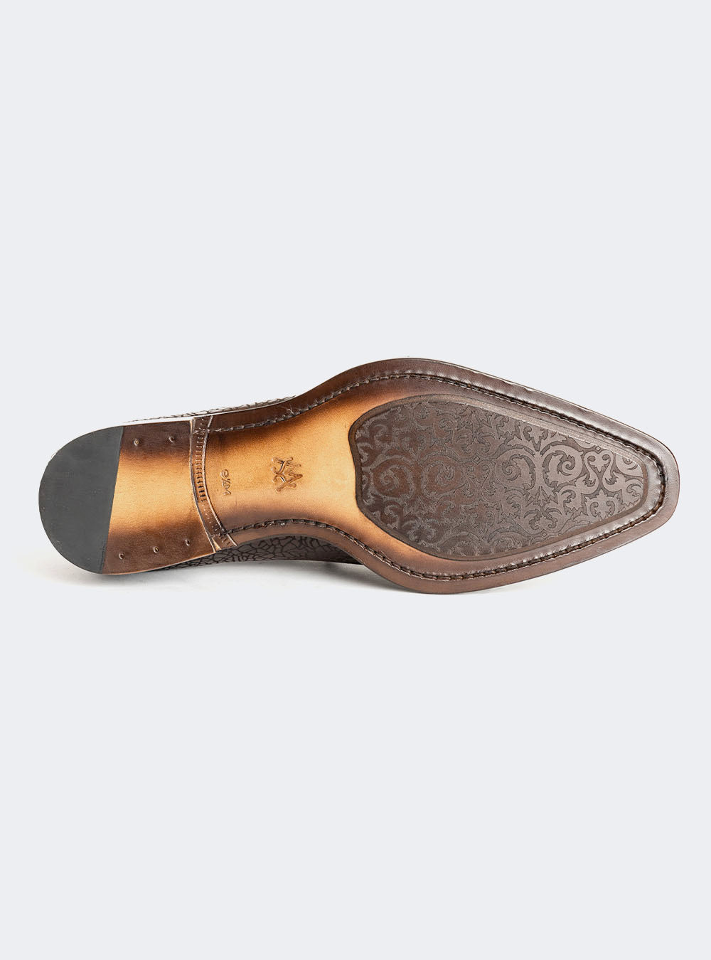 Mezlan 21309 Cap Toe Asymmetric Embossed Calf Oxford - Chocolate
