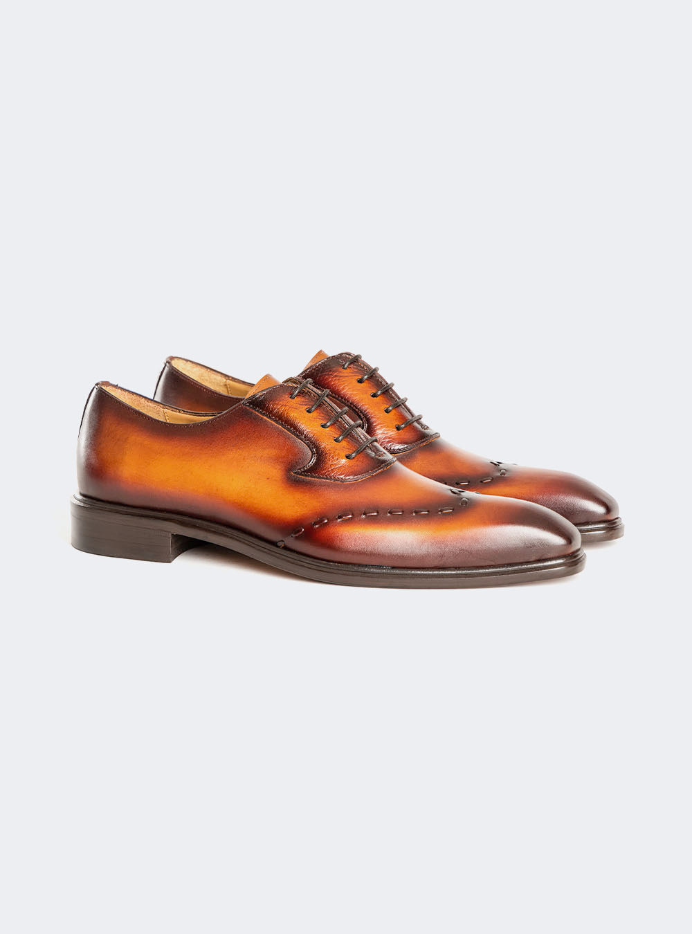 Mezlan Renzi Stitched Wing Tip Oxford - Cognac-Rust