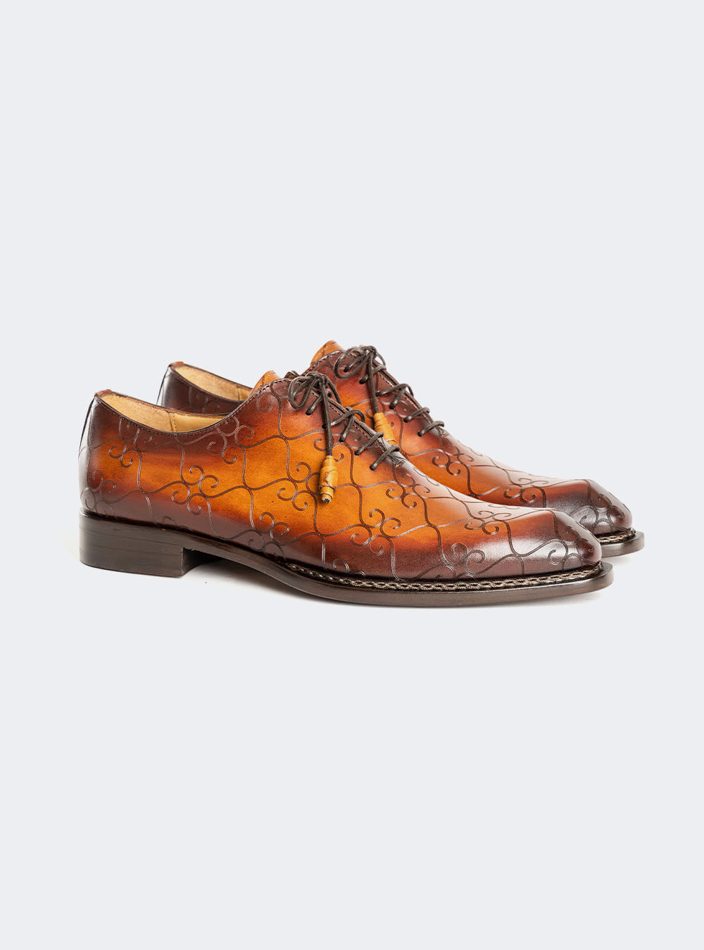 Mezlan Tribeca Laser Print Oxford - Cognac-Rust