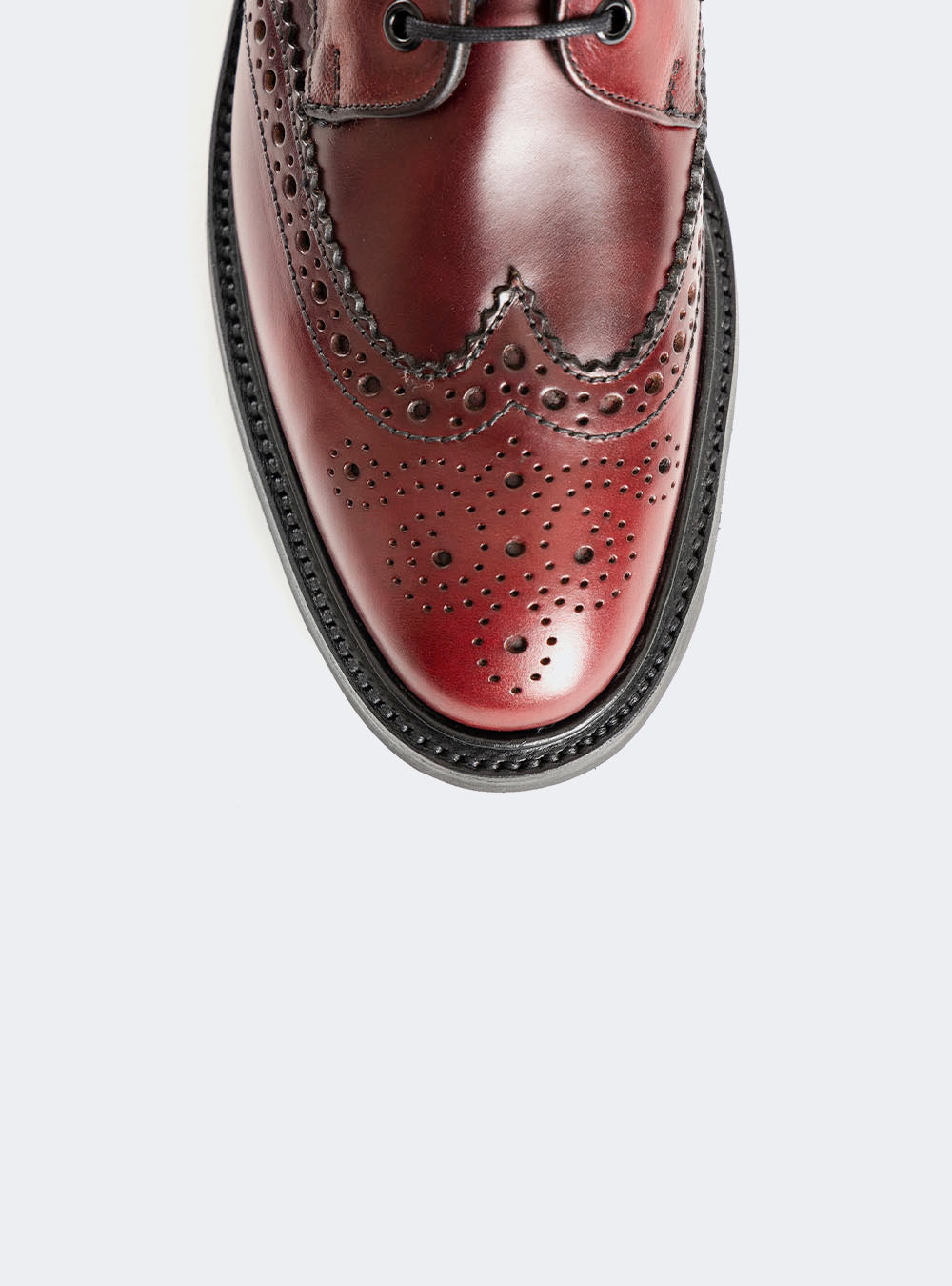 Sanders 2453 Wing-Tip Derby Boot - Burgundy Waxy Pull-Up Calf