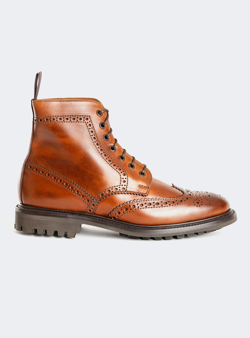 Sanders 2453 Wing-Tip Derby Boot - Tan Waxy Pull-Up Calf